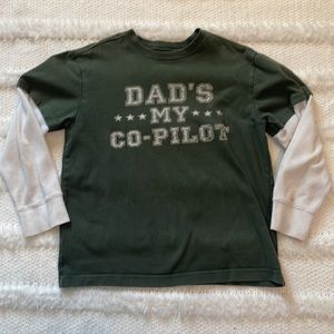 Vtg 90s Crazy 8 Gymboree top dad’s my co-pilot boys size 8 10 cotton green white